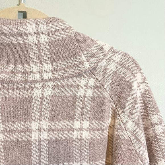 LOFT Outlet Women's Tan Plaid Turtleneck 3/4 Sleeve Poncho Knit Sweater Medium - Picture 14 of 14